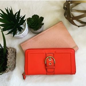 Coach Leather Accordion Wallet with Buckle